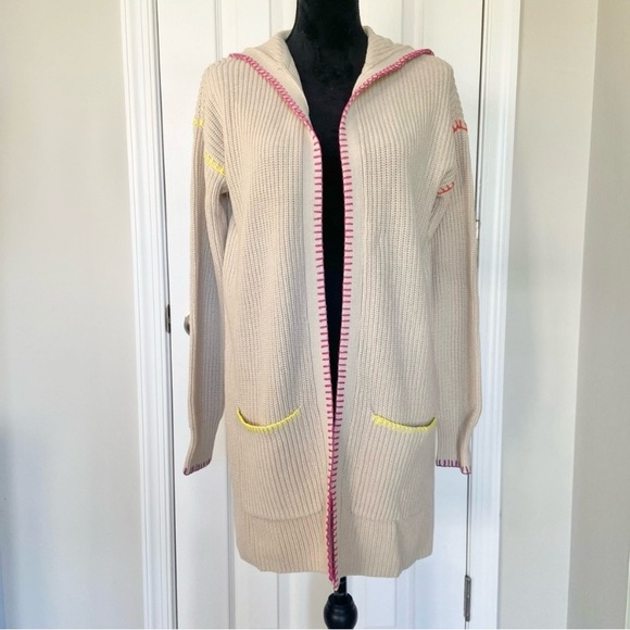 Kerri Rosenthal Smiley Face Hooded Beige Cardigan
Multicolor Stitch Sweater NEW - Picture 1 of 10